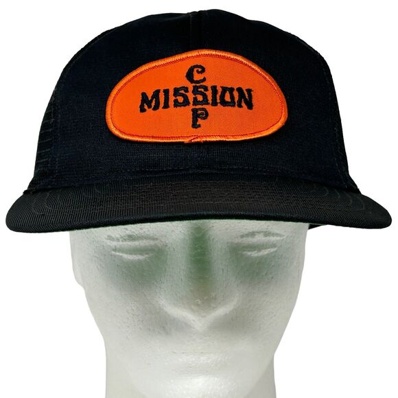 Vintage Mission CP CSP Patch Trucker Hat Baseball Cap 80s Black Mesh Snapback - Picture 2 of 9